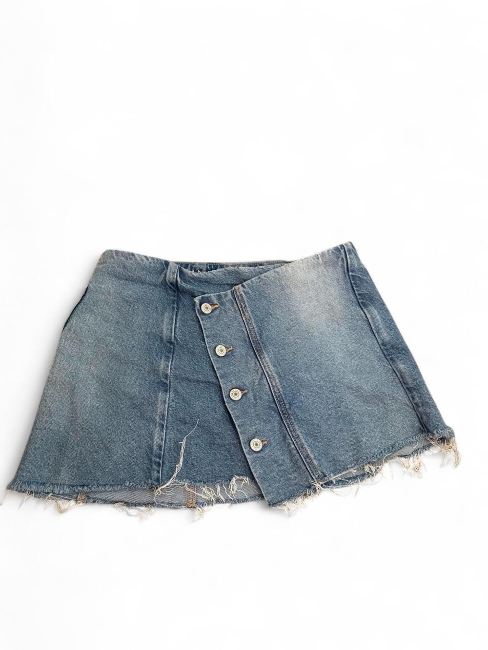 American Eagle Vintage-Inspired Blue Denim Button-Front Mini Skirt